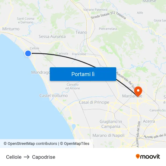 Cellole to Capodrise map
