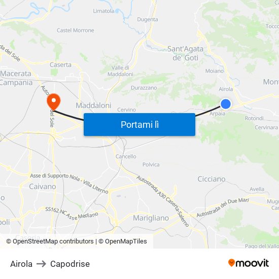 Airola to Capodrise map
