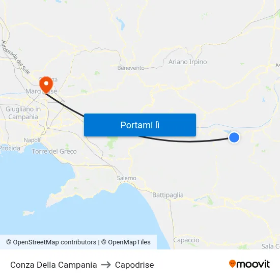 Conza Della Campania to Capodrise map