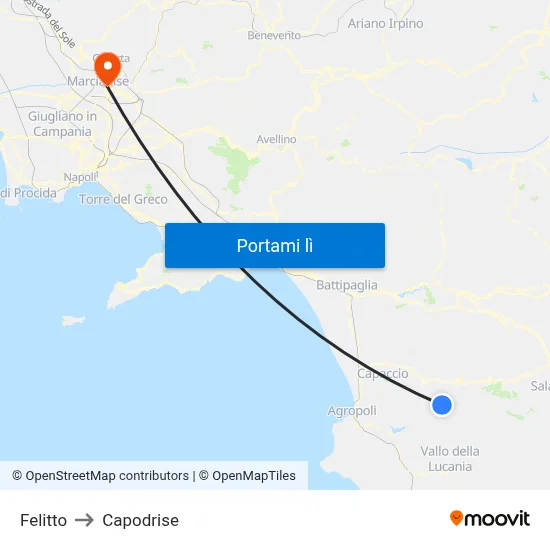 Felitto to Capodrise map