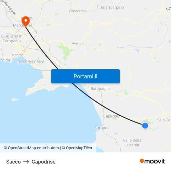 Sacco to Capodrise map