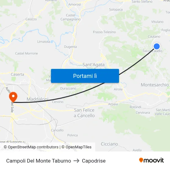 Campoli Del Monte Taburno to Capodrise map