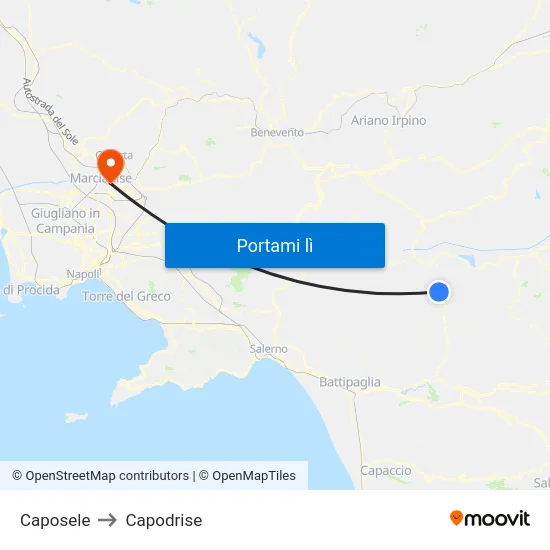 Caposele to Capodrise map