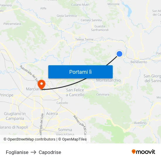 Foglianise to Capodrise map