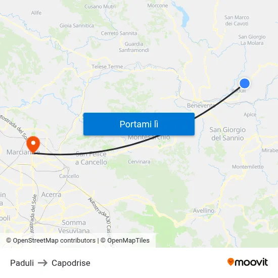 Paduli to Capodrise map