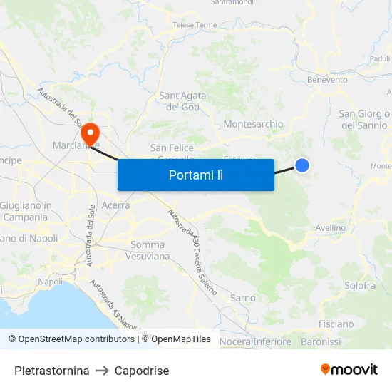 Pietrastornina to Capodrise map