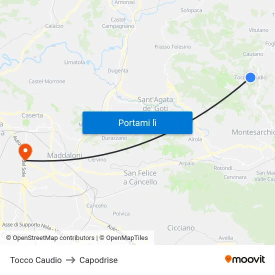 Tocco Caudio to Capodrise map