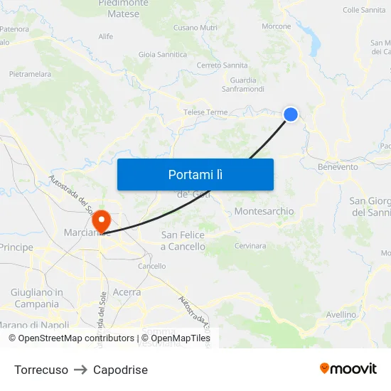 Torrecuso to Capodrise map