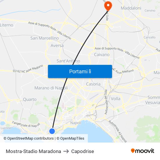 Mostra-Stadio Maradona to Capodrise map