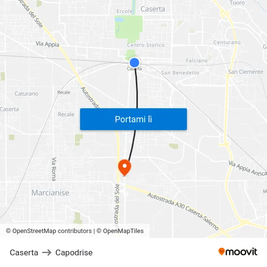 Caserta to Capodrise map