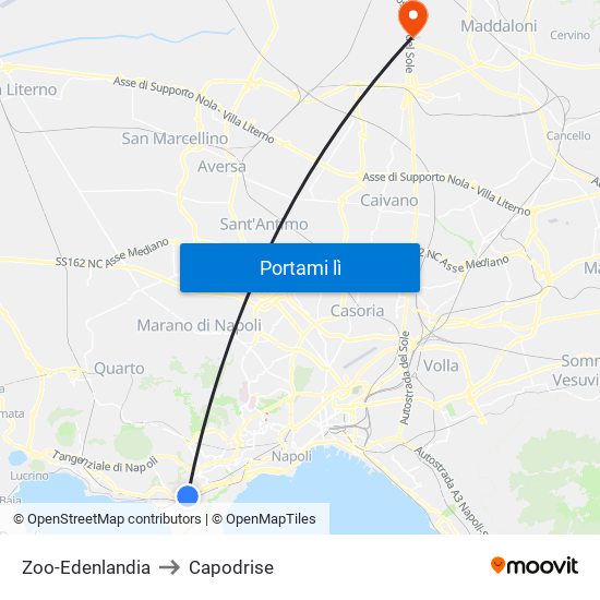 Zoo-Edenlandia to Capodrise map