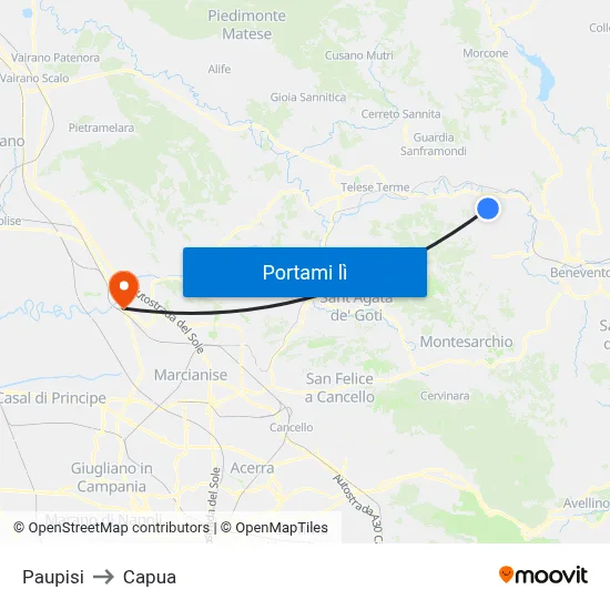 Paupisi to Capua map