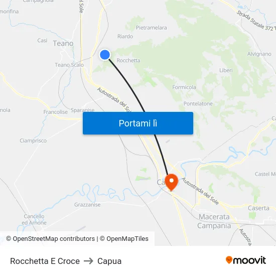 Rocchetta E Croce to Capua map