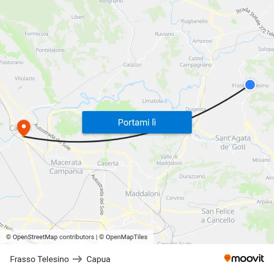 Frasso Telesino to Capua map