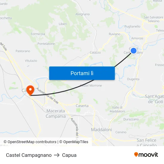 Castel Campagnano to Capua map