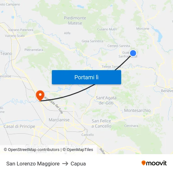 San Lorenzo Maggiore to Capua map