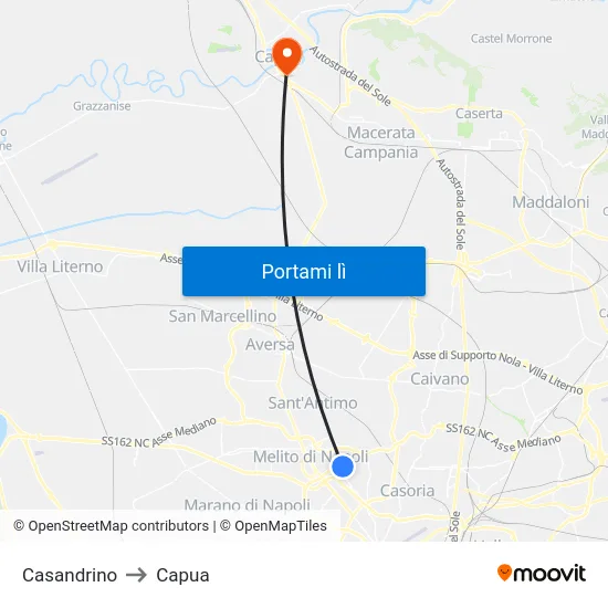 Casandrino to Capua map