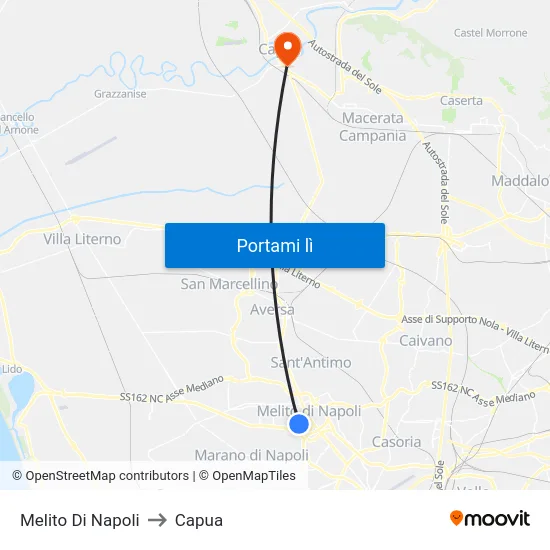 Melito Di Napoli to Capua map