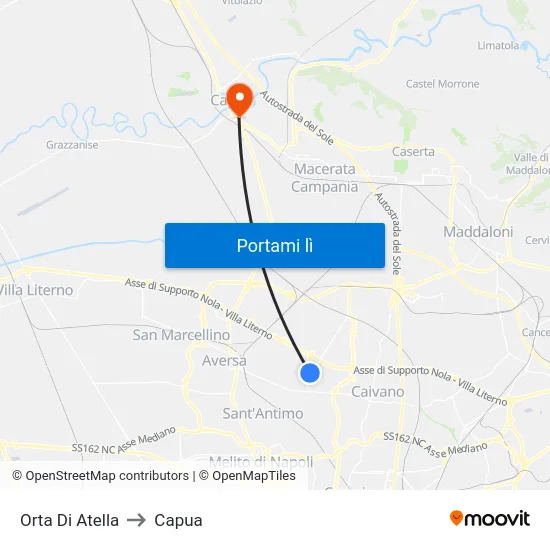 Orta Di Atella to Capua map
