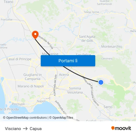 Visciano to Capua map