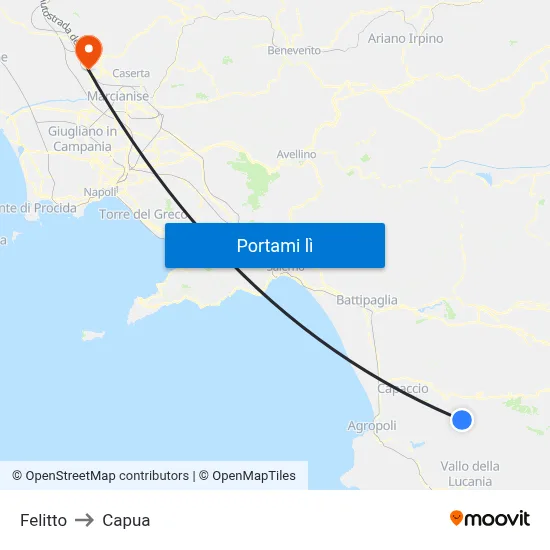 Felitto to Capua map