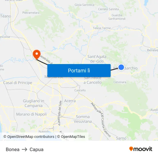 Bonea to Capua map