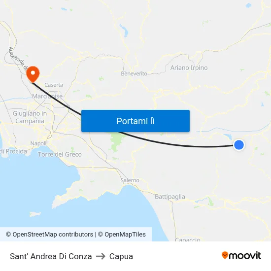 Sant' Andrea Di Conza to Capua map