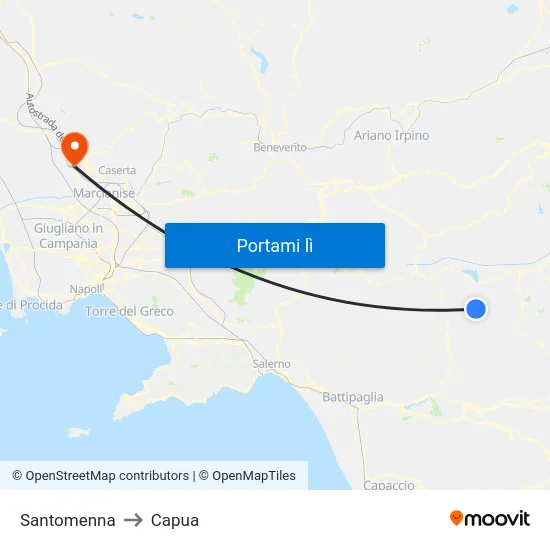 Santomenna to Capua map