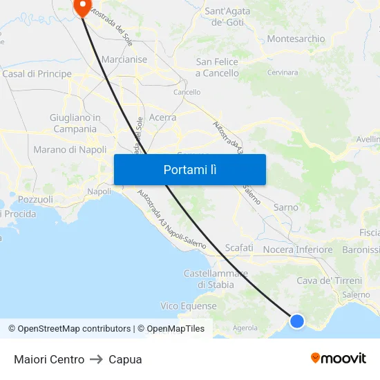 Maiori Centro to Capua map
