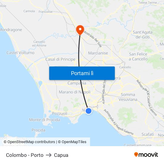 Colombo - Porto to Capua map
