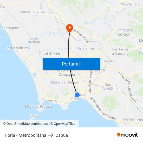 Foria - Metropolitana to Capua map