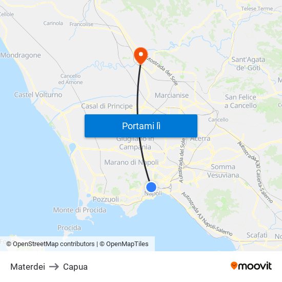 Materdei to Capua map