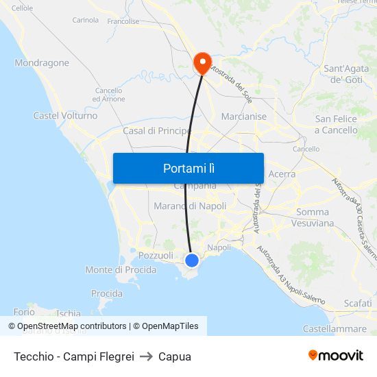 Tecchio - Campi Flegrei to Capua map