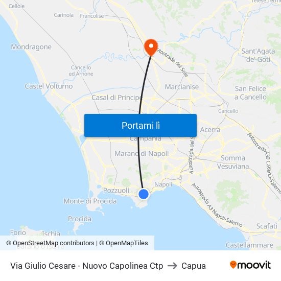 Via Giulio Cesare - Nuovo Capolinea Ctp to Capua map