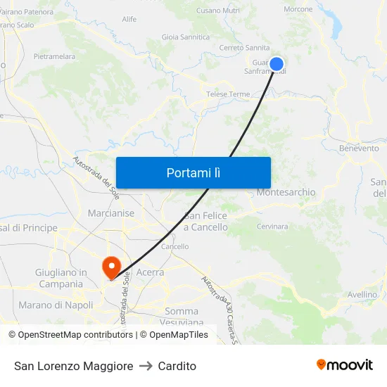 San Lorenzo Maggiore to Cardito map
