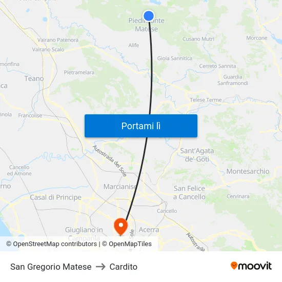 San Gregorio Matese to Cardito map