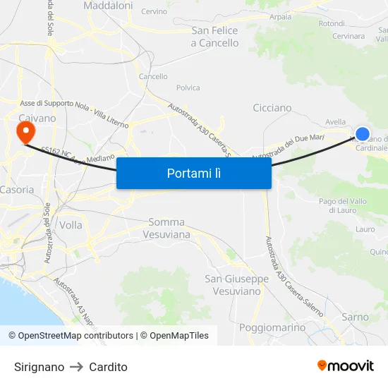 Sirignano to Cardito map
