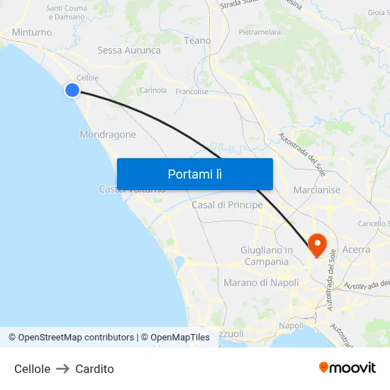 Cellole to Cardito map