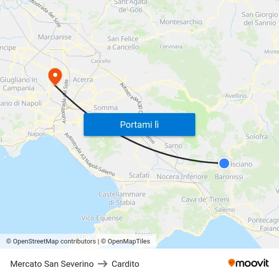 Mercato San Severino to Cardito map
