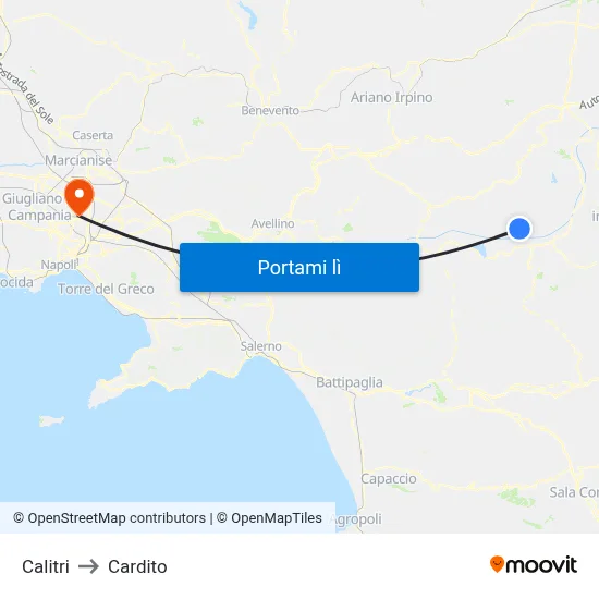 Calitri to Cardito map