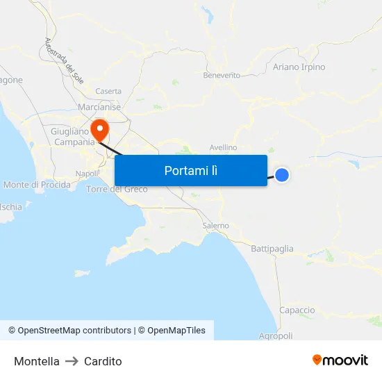Montella to Cardito map