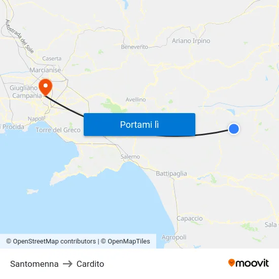 Santomenna to Cardito map