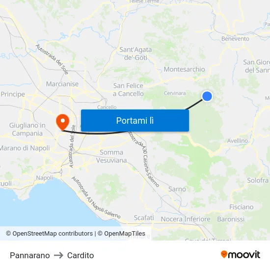 Pannarano to Cardito map
