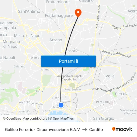 Galileo Ferraris - Circumvesuviana E.A.V. to Cardito map