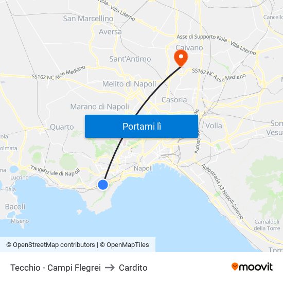 Tecchio - Campi Flegrei to Cardito map