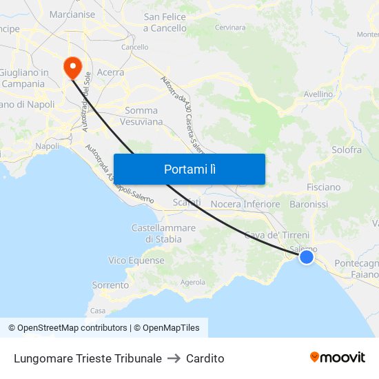 Lungomare Trieste Tribunale to Cardito map