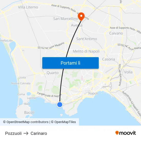 Pozzuoli to Carinaro map