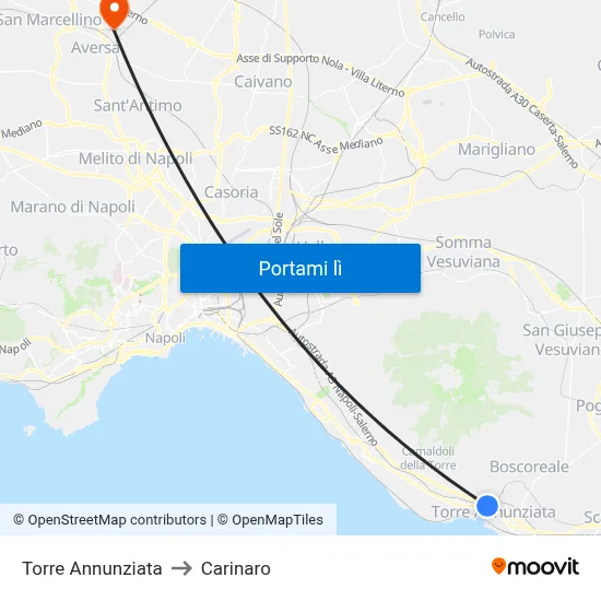Torre Annunziata to Carinaro map