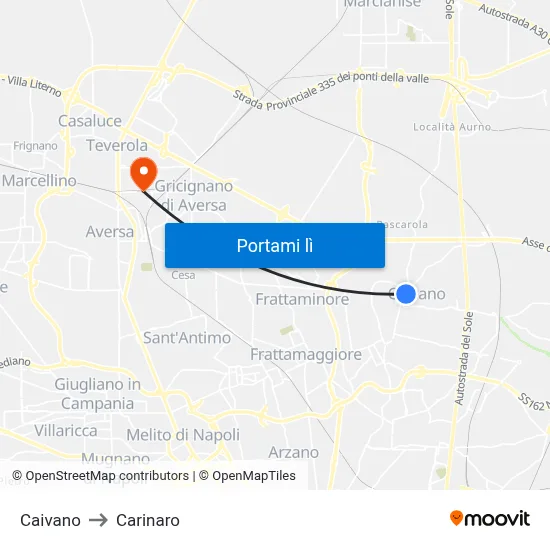 Caivano to Carinaro map
