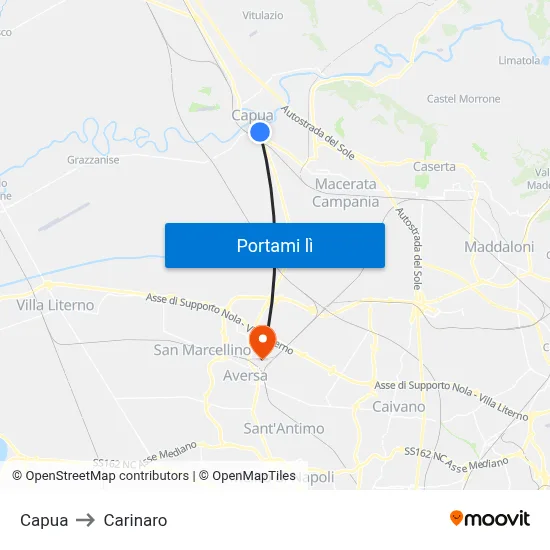 Capua to Carinaro map
